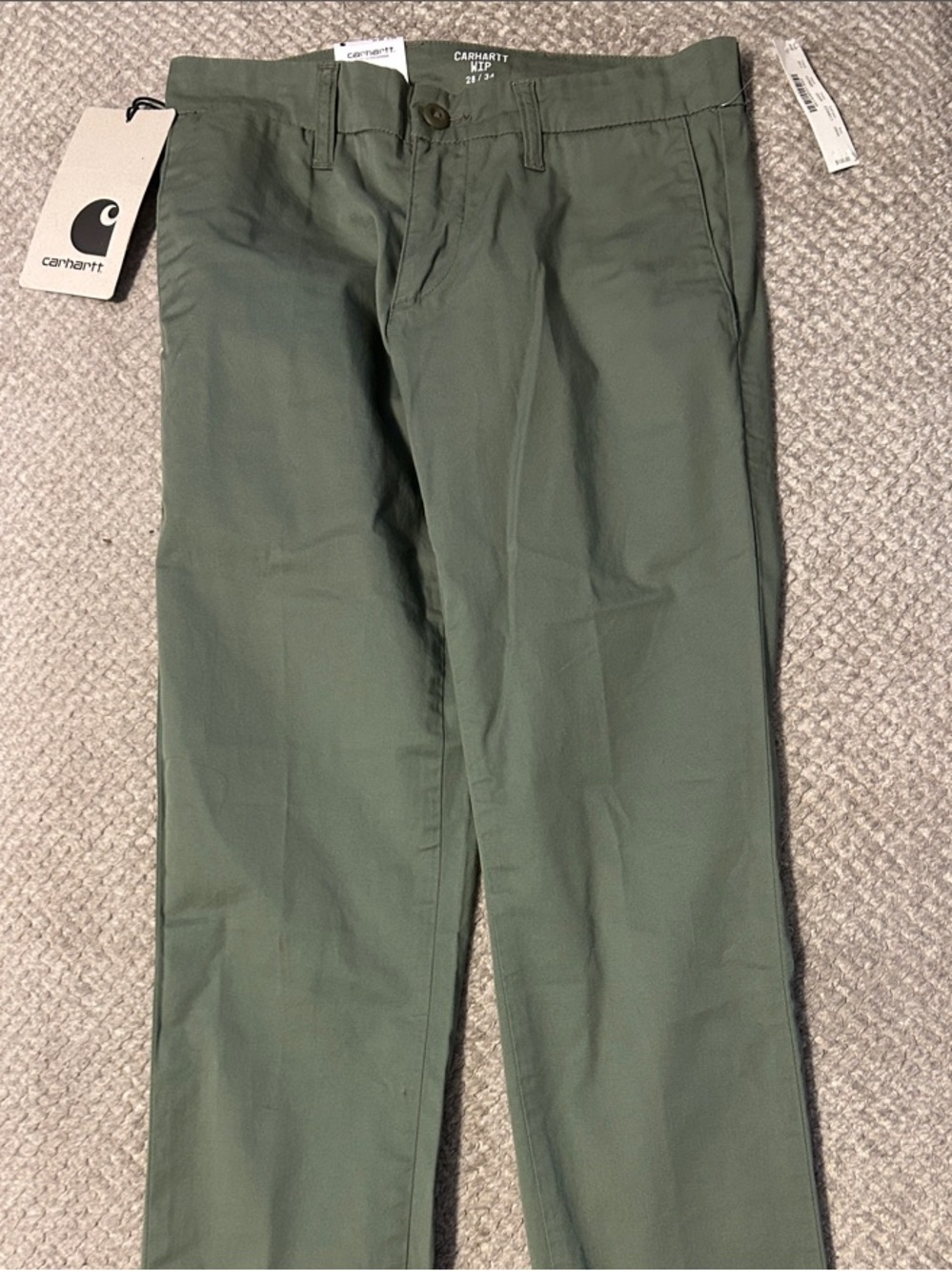 Carhartt Olive Straight-Leg Work Chinos